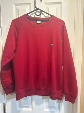 Vintage Lacoste Unisex  Crewneck Sweatshirt - Red Old Money Y2K Made in France